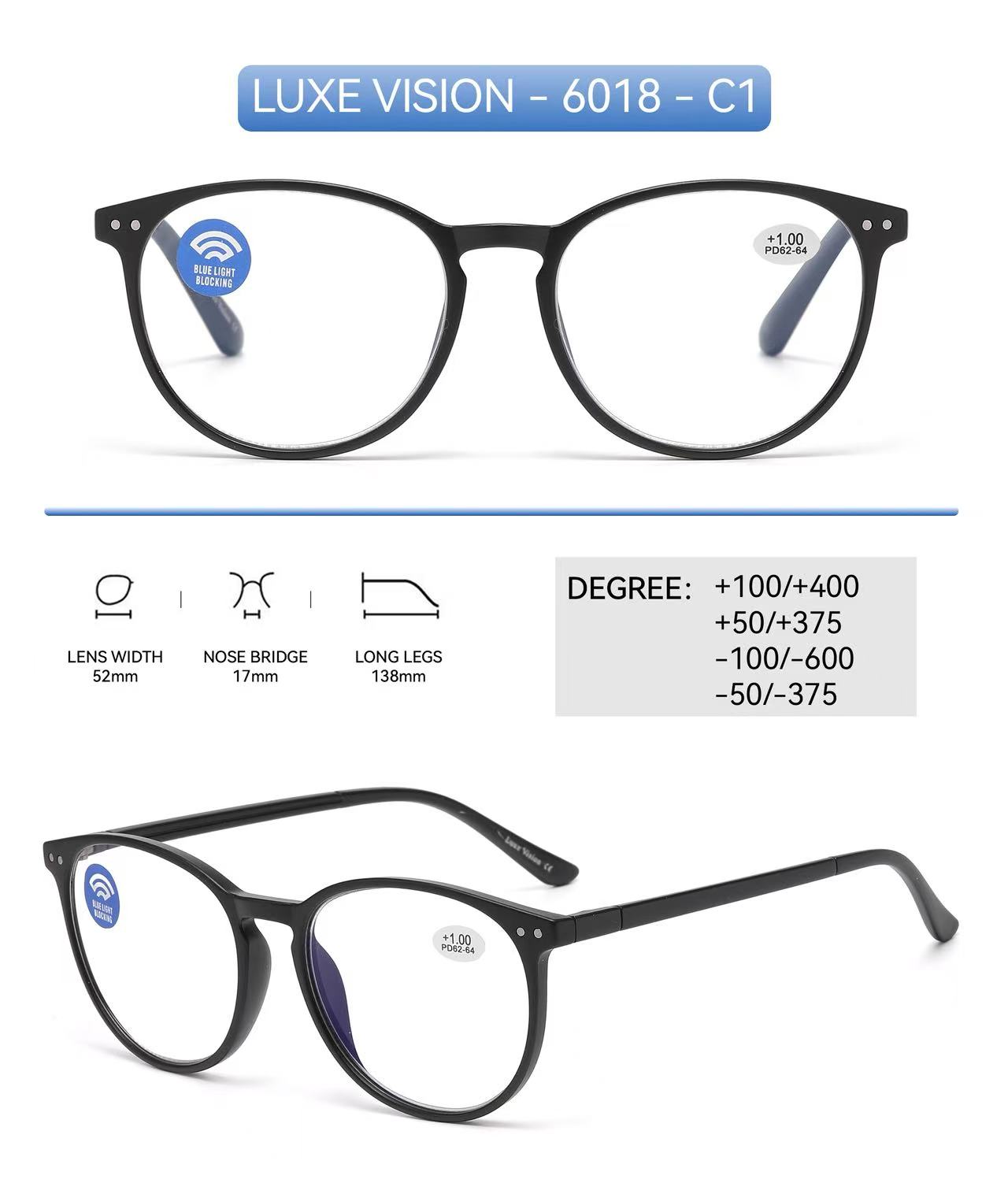 LUXE VISION 6018 C1 Ч/Б Blue Blocker