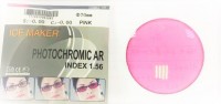 PHOTOCHROMIC ф70 индекс 1.56 <br />
Фотохром розовый. Антиблик зелёный.